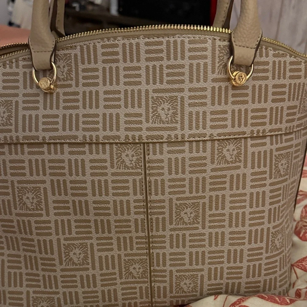 Anne Klein Tan Geometric Satchel